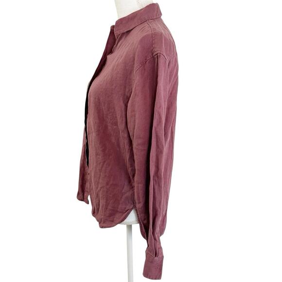 Athleta Womens Playa Linen Shirt Button Down Size XS in Tawny Rose Beach Resort - Picture 3 of 5